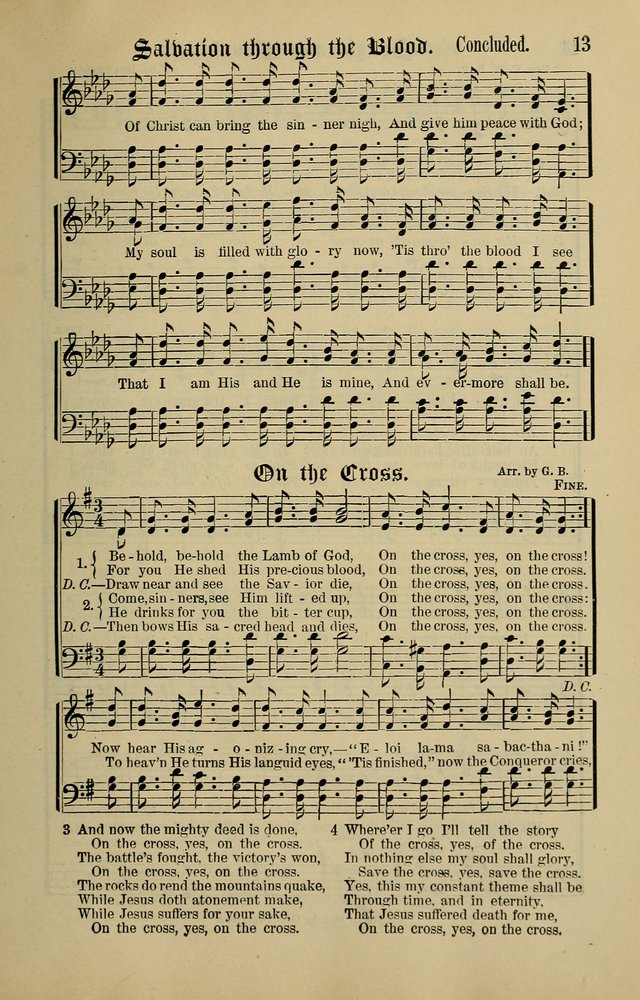 Songs of the Peacemaker: a collection of sacred songs and hymns for use in all services of the church, Sunday-school, home circle, and all kinds of evangelistic work page 13