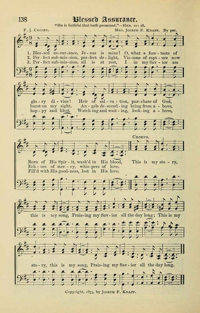 Songs of the Peacemaker: a collection of sacred songs and hymns for use in all services of the church, Sunday-school, home circle, and all kinds of evangelistic work page 138