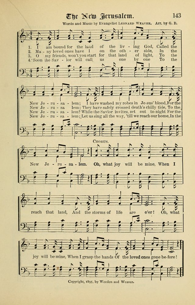 Songs of the Peacemaker: a collection of sacred songs and hymns for use in all services of the church, Sunday-school, home circle, and all kinds of evangelistic work page 143