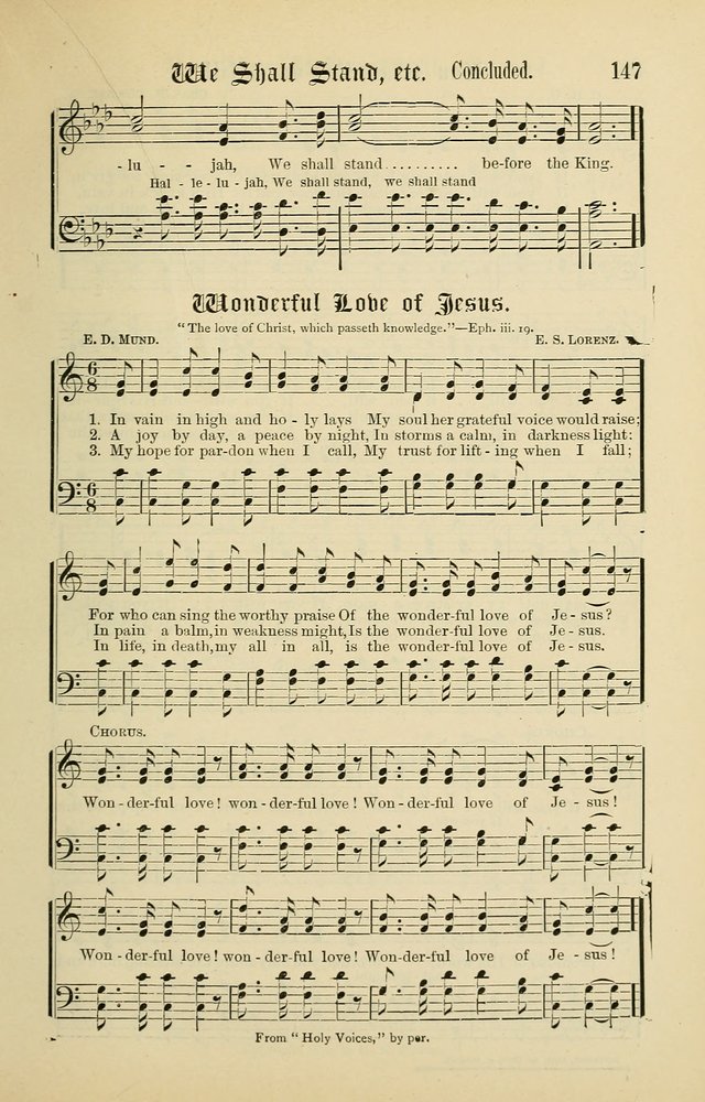 Songs of the Peacemaker: a collection of sacred songs and hymns for use in all services of the church, Sunday-school, home circle, and all kinds of evangelistic work page 147
