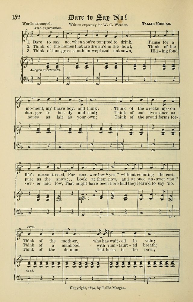 Songs of the Peacemaker: a collection of sacred songs and hymns for use in all services of the church, Sunday-school, home circle, and all kinds of evangelistic work page 152