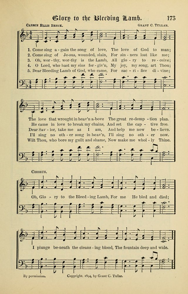 Songs of the Peacemaker: a collection of sacred songs and hymns for use in all services of the church, Sunday-school, home circle, and all kinds of evangelistic work page 173