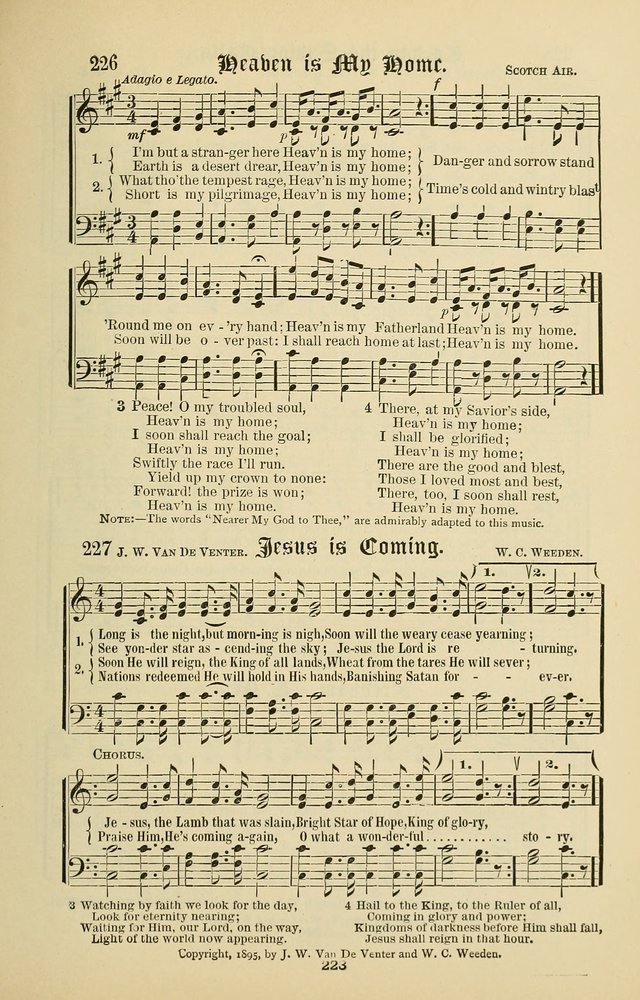 Songs of the Peacemaker: a collection of sacred songs and hymns for use in all services of the church, Sunday-school, home circle, and all kinds of evangelistic work page 223