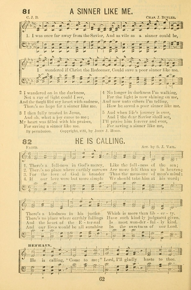 Songs of Refreshing: adapted for use in revival meetings, camp meetings, and the social services of the church. page 62