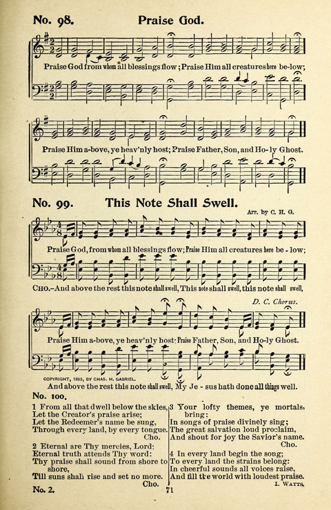 Songs of the Soul No. 2: for use in Sunday evening congregations, revivals, camp-meetings, social services and young peoples meetings page 71