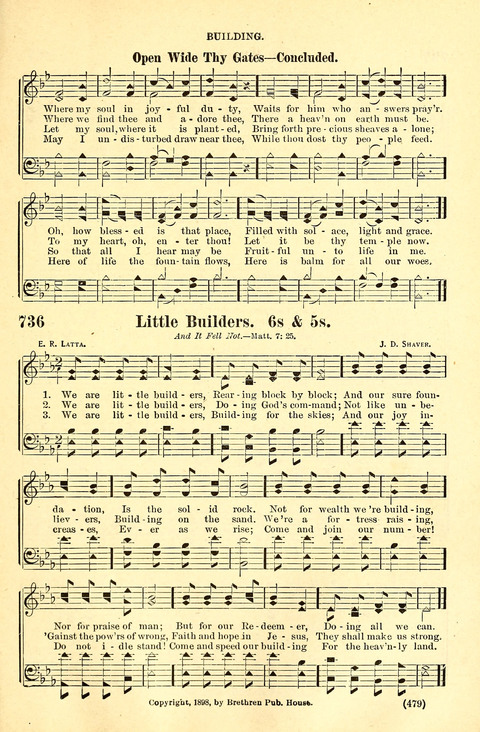 The Brethren Hymnal: A Collection of Psalms, Hymns and Spiritual Songs suited for Song Service in Christian Worship, for Church Service, Social Meetings and Sunday Schools page 479