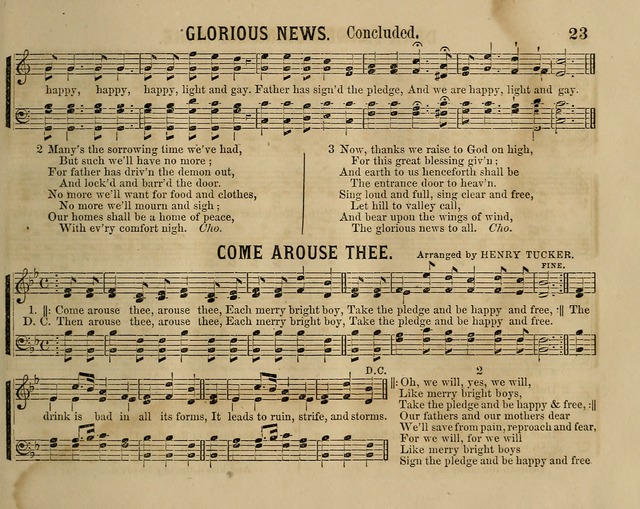 Temperance Chimes: comprising a great variety of new music, glees, songs, and hymns, designed for the use of temperance meeting and organizations, glee clubs, bands of hope, and the home circle page 23