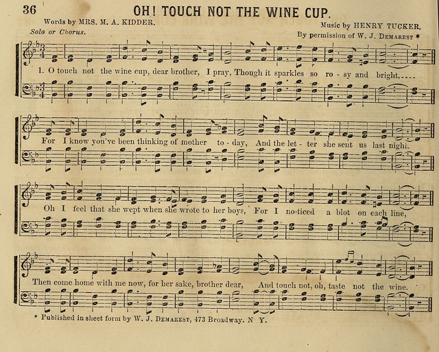 Temperance Chimes: comprising a great variety of new music, glees, songs, and hymns, designed for the use of temperance meeting and organizations, glee clubs, bands of hope, and the home circle page 36