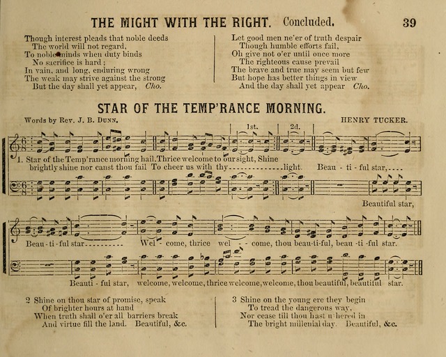 Temperance Chimes: comprising a great variety of new music, glees, songs, and hymns, designed for the use of temperance meeting and organizations, glee clubs, bands of hope, and the home circle page 39