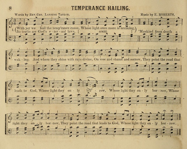 Temperance Chimes: comprising a great variety of new music, glees, songs, and hymns, designed for the use of temperance meeting and organizations, glee clubs, bands of hope, and the home circle page 8