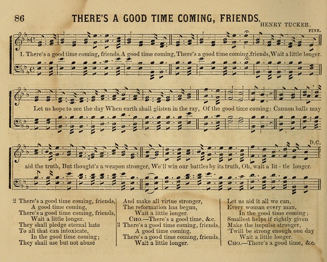 Temperance Chimes: comprising a great variety of new music, glees, songs, and hymns, designed for the use of temperance meeting and organizations, glee clubs, bands of hope, and the home circle page 86