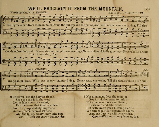 Temperance Chimes: comprising a great variety of new music, glees, songs, and hymns, designed for the use of temperance meeting and organizations, glee clubs, bands of hope, and the home circle page 89