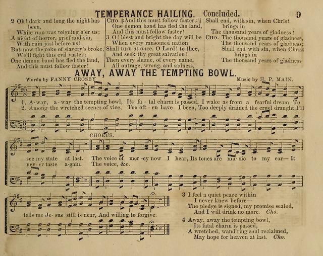 Temperance Chimes: comprising a great variety of new music, glees, songs, and hymns, designed for the use of temperance meeting and organizations, glee clubs, bands of hope, and the home circle page 9