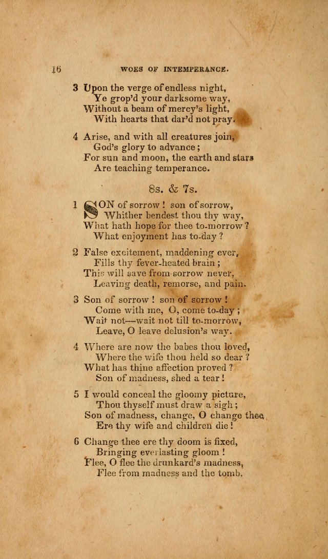 Temperance Hymn Book and Minstrel: a collection of hymns, songs and odes for temperance meetings and festivals page 16
