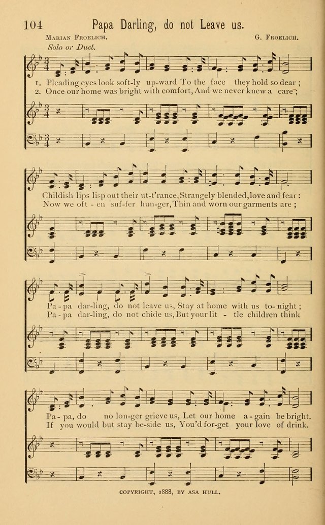 Temperance Rallying Songs: consisting of a large variety of solos, quartettes, and choruses, suited to every phase of the great temperance reformation page 104