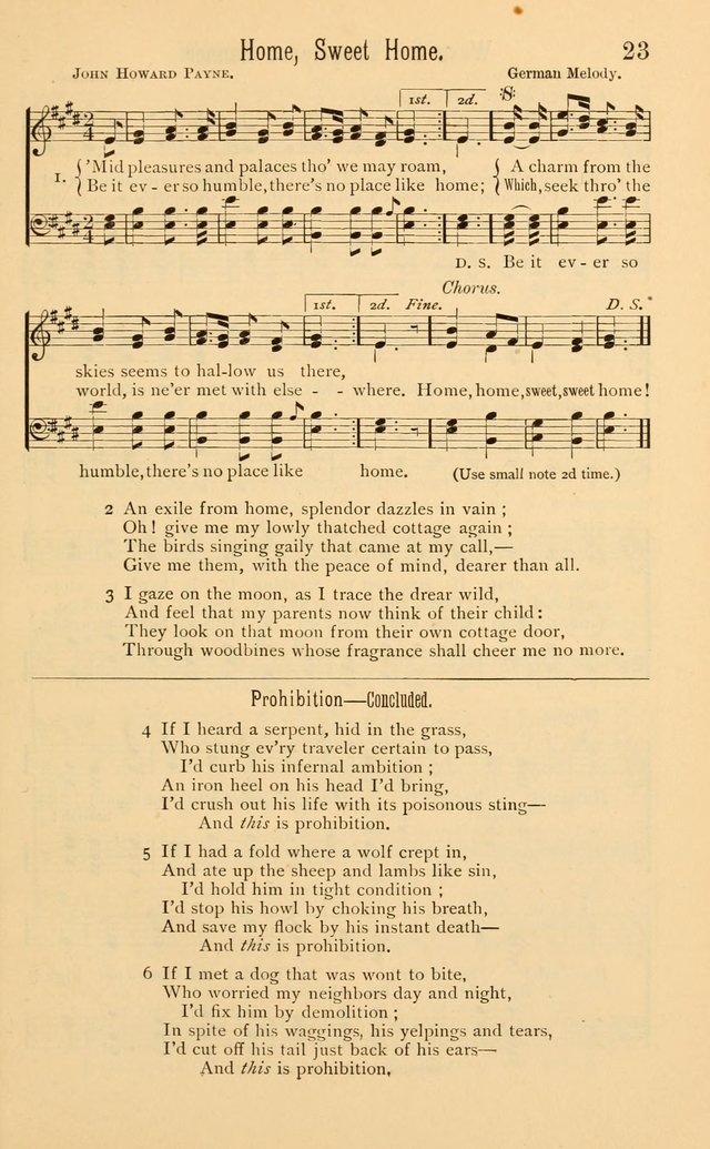 Temperance Rallying Songs: consisting of a large variety of solos, quartettes, and choruses, suited to every phase of the great temperance reformation page 23