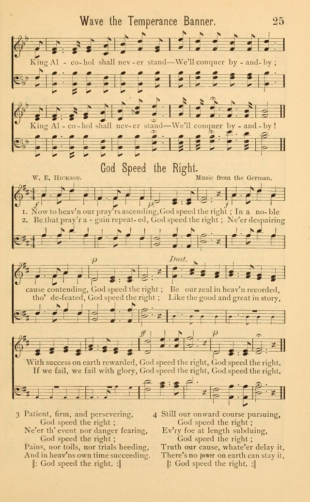Temperance Rallying Songs: consisting of a large variety of solos, quartettes, and choruses, suited to every phase of the great temperance reformation page 25