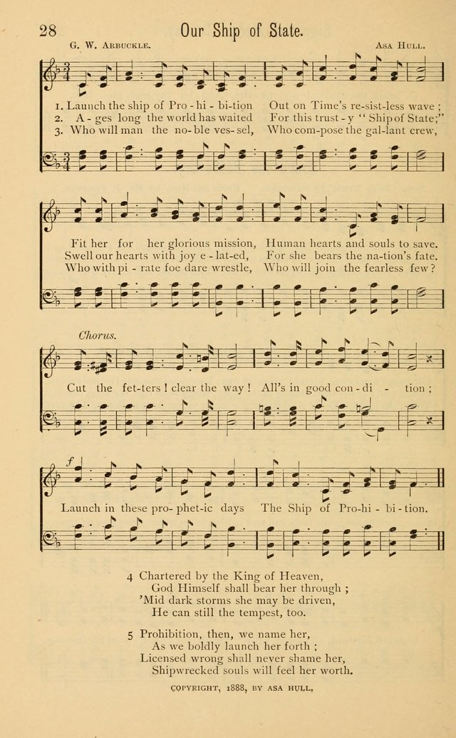 Temperance Rallying Songs: consisting of a large variety of solos, quartettes, and choruses, suited to every phase of the great temperance reformation page 28