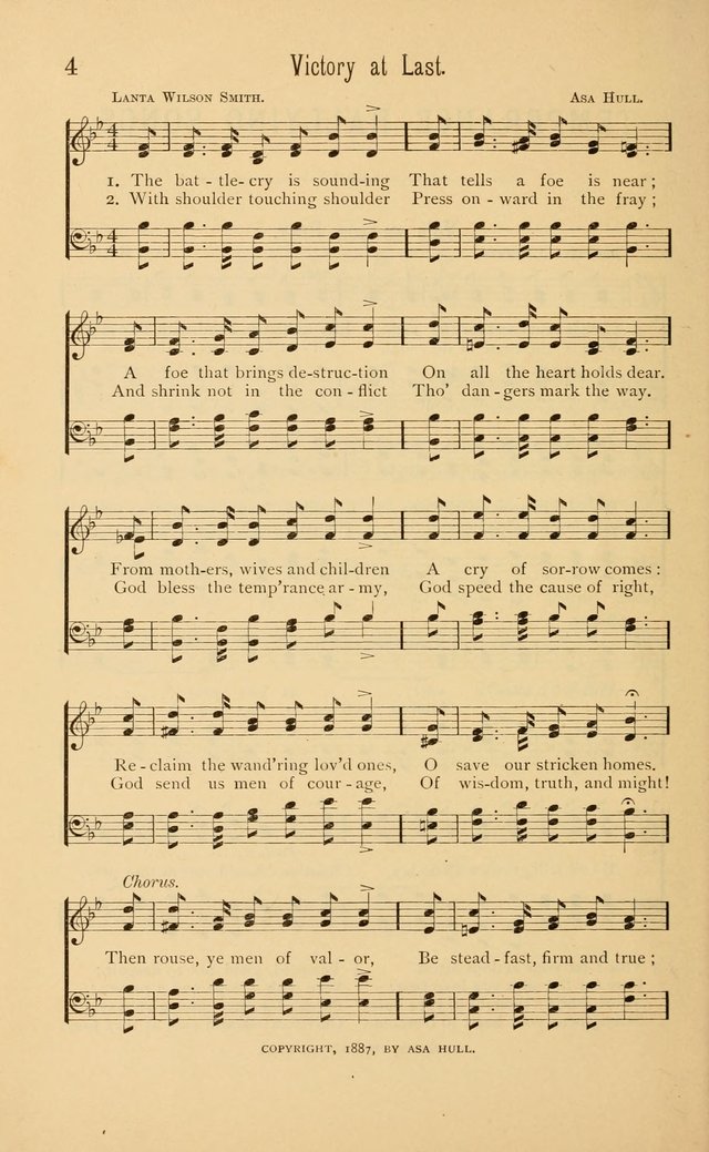 Temperance Rallying Songs: consisting of a large variety of solos, quartettes, and choruses, suited to every phase of the great temperance reformation page 4