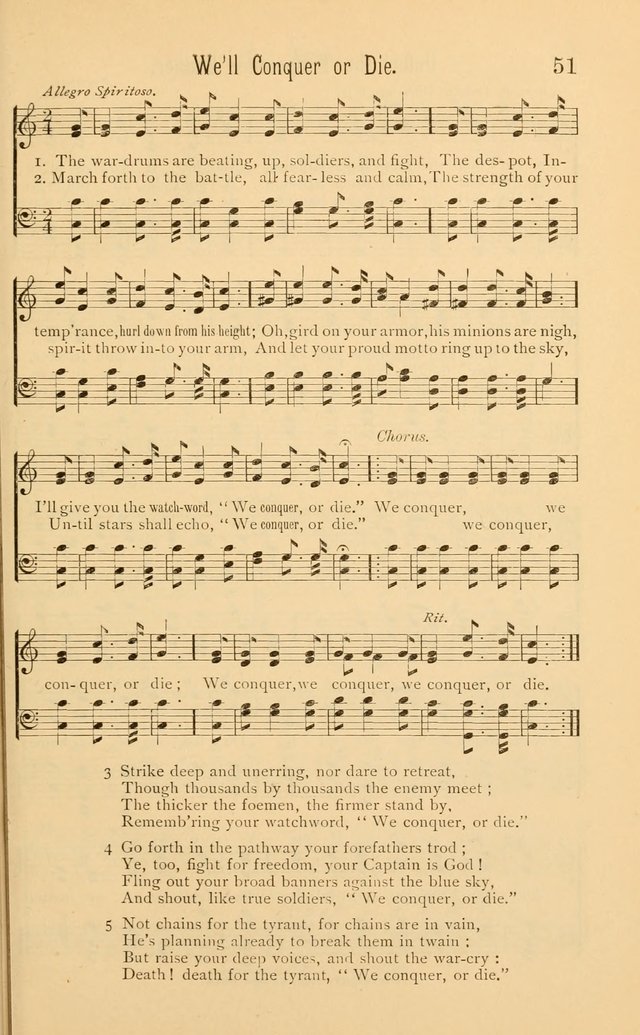Temperance Rallying Songs: consisting of a large variety of solos, quartettes, and choruses, suited to every phase of the great temperance reformation page 51