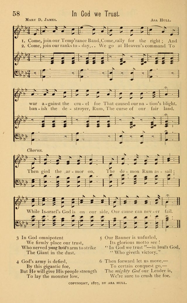 Temperance Rallying Songs: consisting of a large variety of solos, quartettes, and choruses, suited to every phase of the great temperance reformation page 58