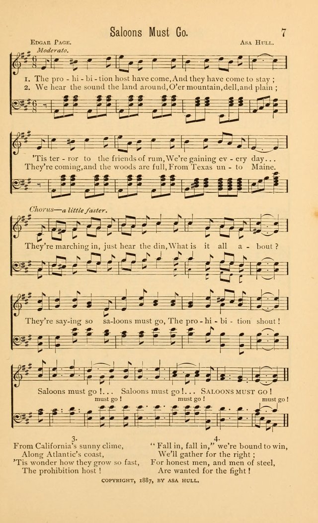 Temperance Rallying Songs: consisting of a large variety of solos, quartettes, and choruses, suited to every phase of the great temperance reformation page 7