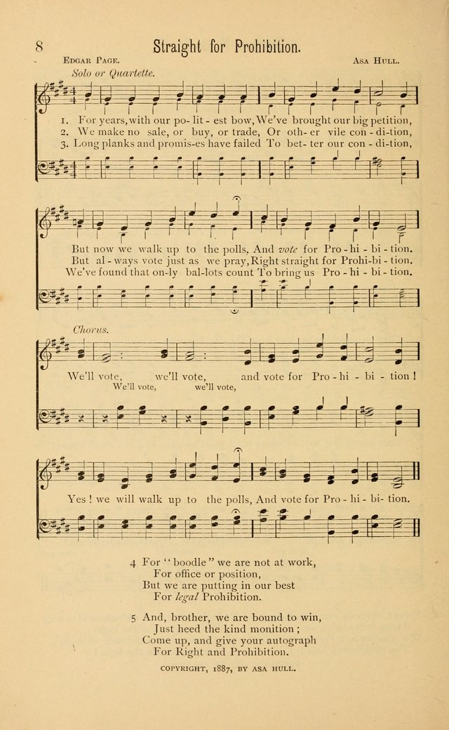 Temperance Rallying Songs: consisting of a large variety of solos, quartettes, and choruses, suited to every phase of the great temperance reformation page 8