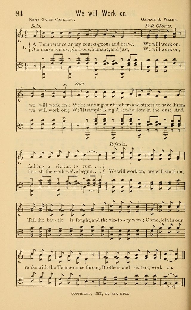 Temperance Rallying Songs: consisting of a large variety of solos, quartettes, and choruses, suited to every phase of the great temperance reformation page 84