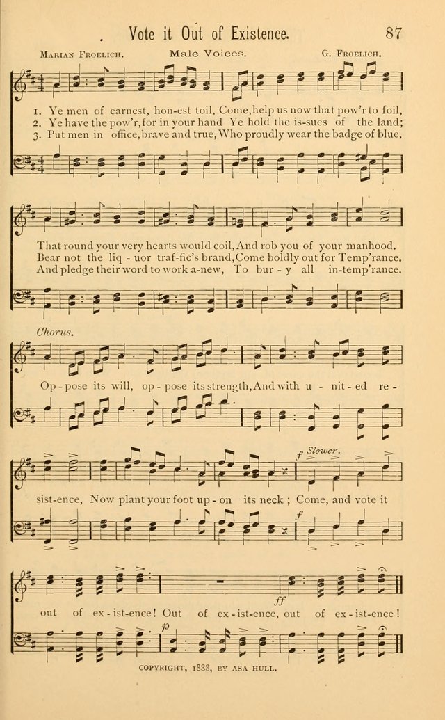 Temperance Rallying Songs: consisting of a large variety of solos, quartettes, and choruses, suited to every phase of the great temperance reformation page 87