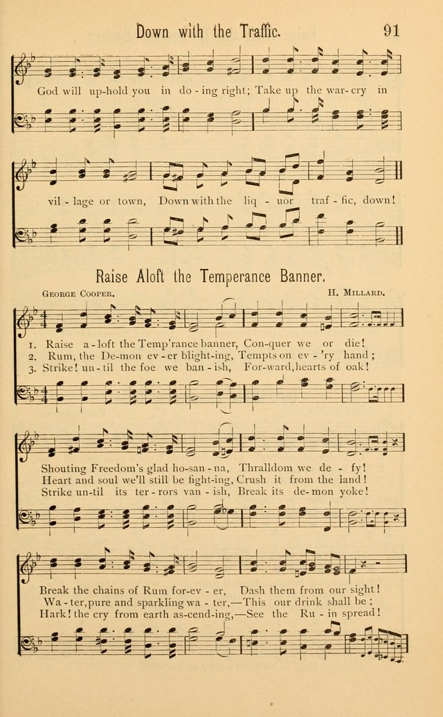 Temperance Rallying Songs: consisting of a large variety of solos, quartettes, and choruses, suited to every phase of the great temperance reformation page 91