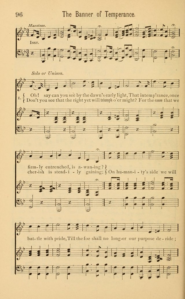Temperance Rallying Songs: consisting of a large variety of solos, quartettes, and choruses, suited to every phase of the great temperance reformation page 96