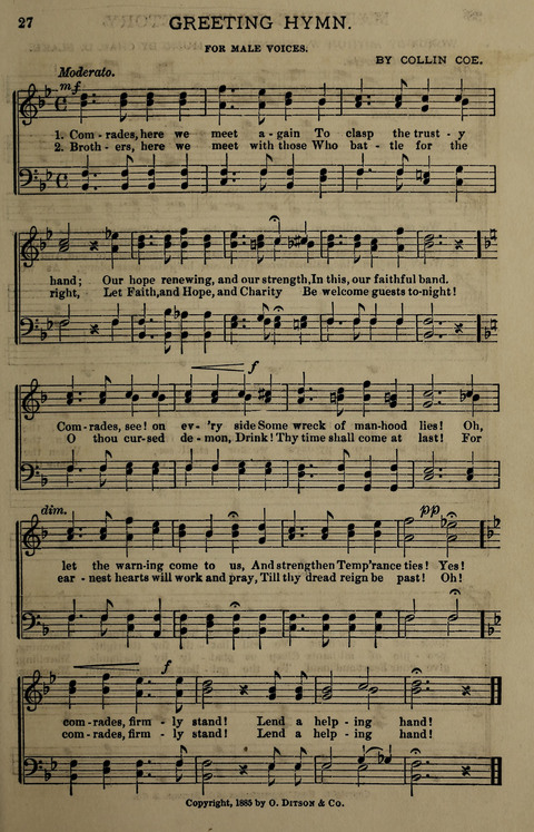 Temperance Song Herald: a collection of songs, choruses, hymns, and other pieces for the use of temperance meetings, lodges, and the home circle page 27