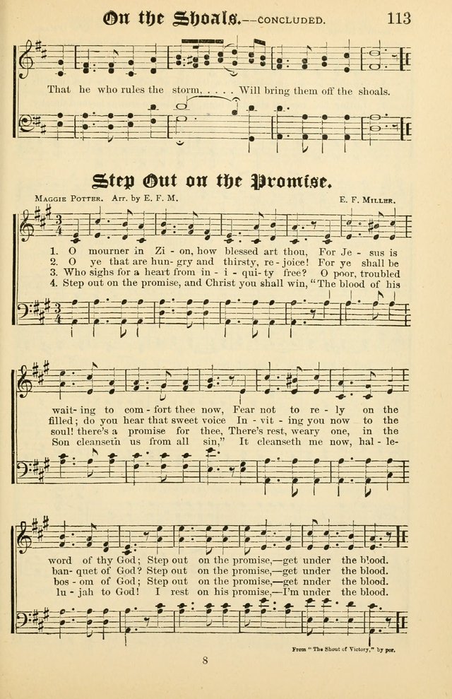 Unfading Treasures: a compilation of sacred songs and hymns, adapted for use by Sunday schools, Epworth Leagues, endeavor societies, pastors, evangelists, choristers, etc. page 113