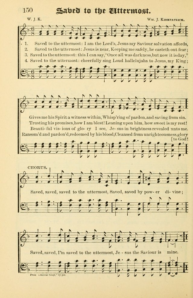 Unfading Treasures: a compilation of sacred songs and hymns, adapted for use by Sunday schools, Epworth Leagues, endeavor societies, pastors, evangelists, choristers, etc. page 150