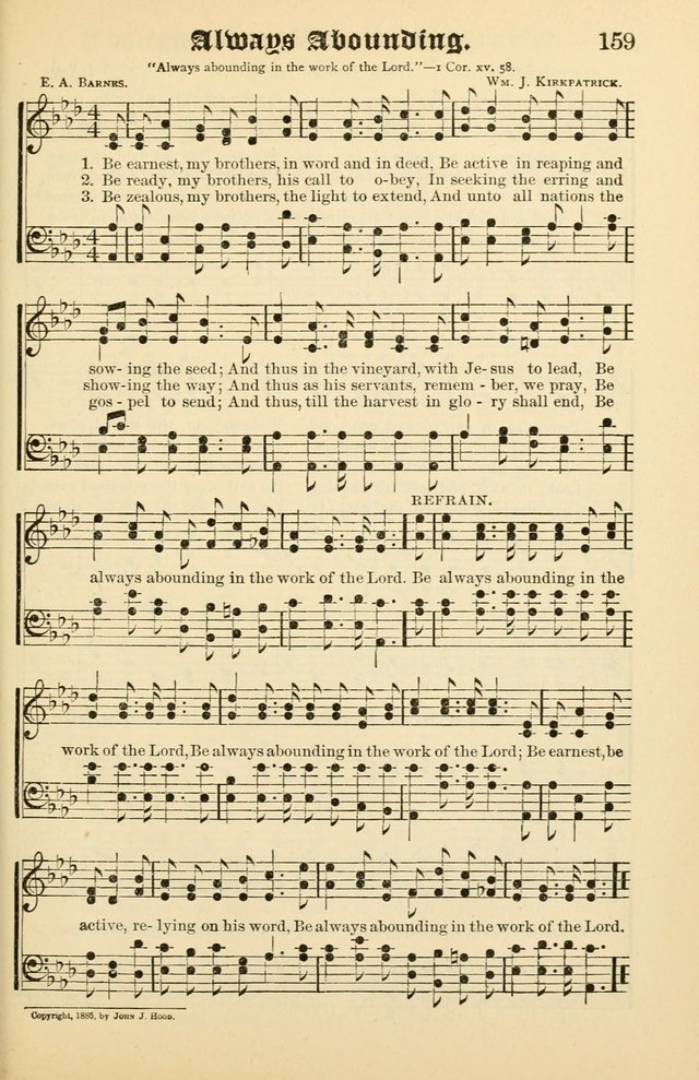 Unfading Treasures: a compilation of sacred songs and hymns, adapted for use by Sunday schools, Epworth Leagues, endeavor societies, pastors, evangelists, choristers, etc. page 159