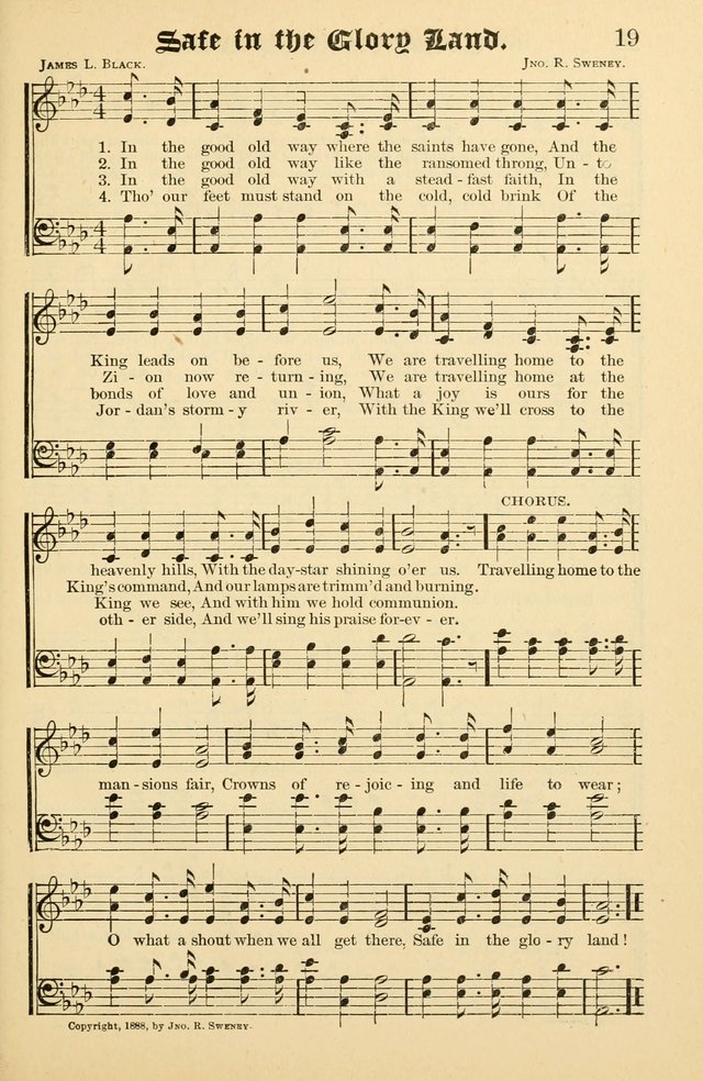 Unfading Treasures: a compilation of sacred songs and hymns, adapted for use by Sunday schools, Epworth Leagues, endeavor societies, pastors, evangelists, choristers, etc. page 19