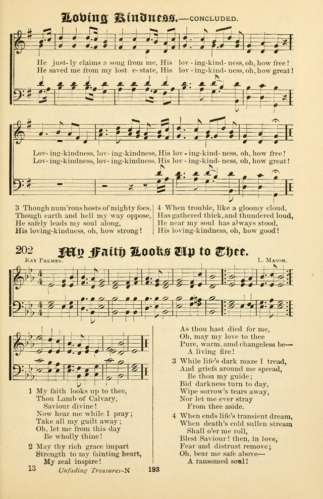 Unfading Treasures: a compilation of sacred songs and hymns, adapted for use by Sunday schools, Epworth Leagues, endeavor societies, pastors, evangelists, choristers, etc. page 193