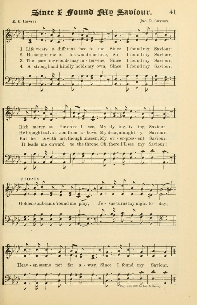 Unfading Treasures: a compilation of sacred songs and hymns, adapted for use by Sunday schools, Epworth Leagues, endeavor societies, pastors, evangelists, choristers, etc. page 41