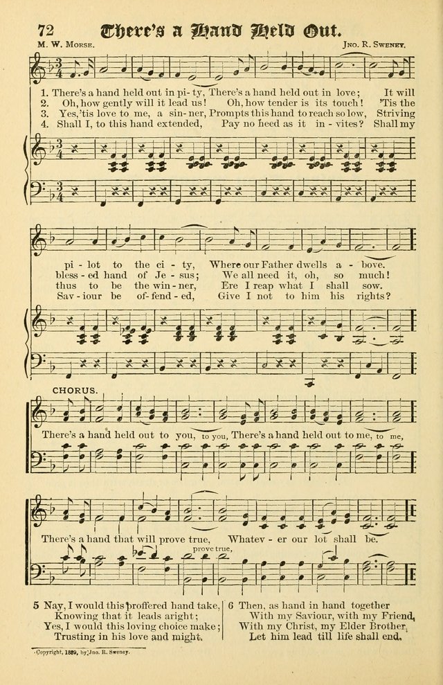 Unfading Treasures: a compilation of sacred songs and hymns, adapted for use by Sunday schools, Epworth Leagues, endeavor societies, pastors, evangelists, choristers, etc. page 72
