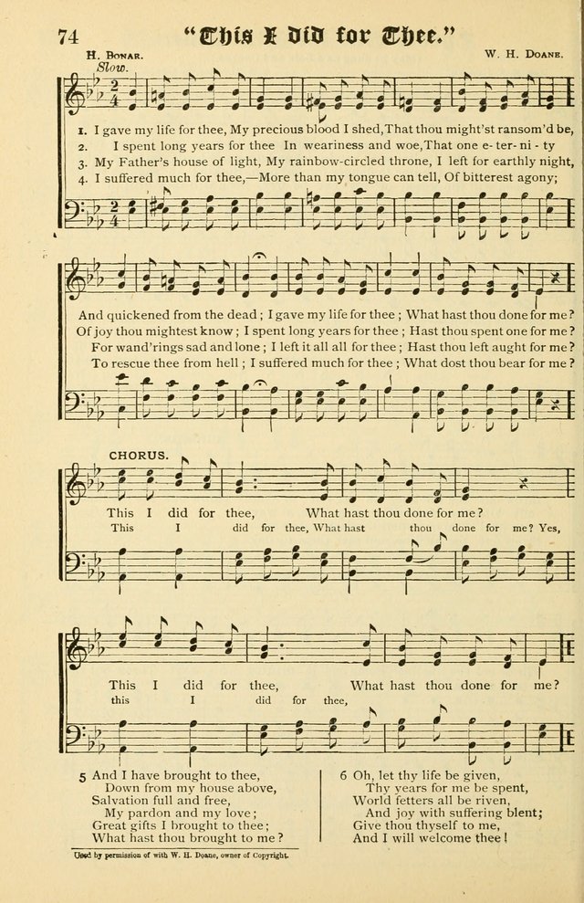 Unfading Treasures: a compilation of sacred songs and hymns, adapted for use by Sunday schools, Epworth Leagues, endeavor societies, pastors, evangelists, choristers, etc. page 74