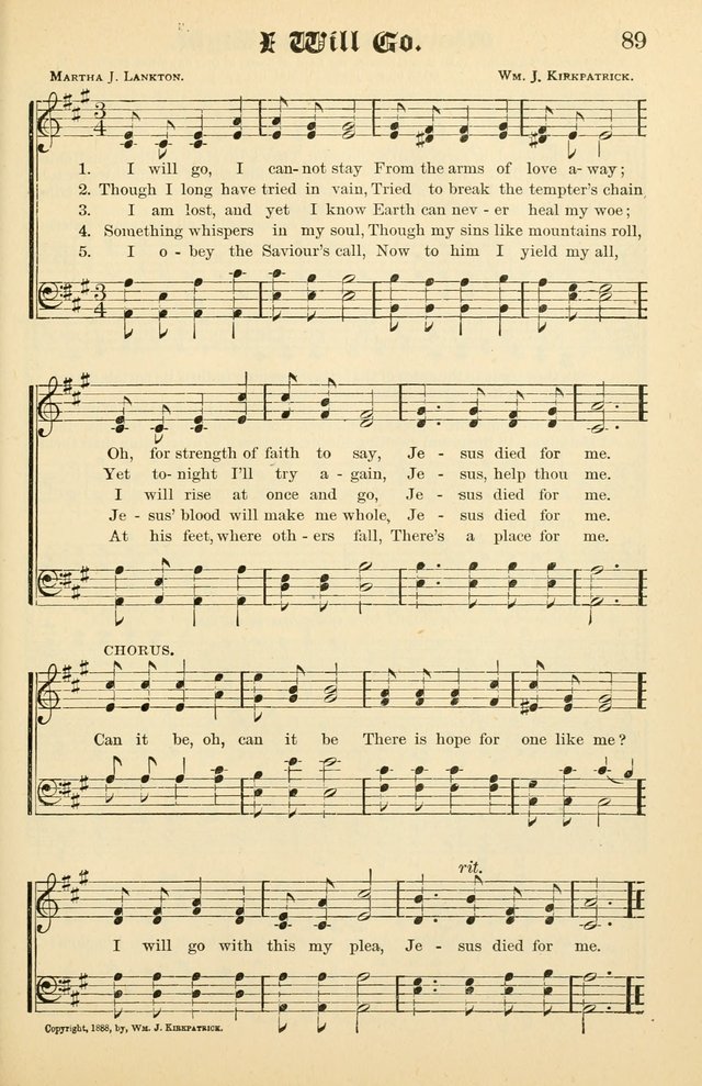 Unfading Treasures: a compilation of sacred songs and hymns, adapted for use by Sunday schools, Epworth Leagues, endeavor societies, pastors, evangelists, choristers, etc. page 89