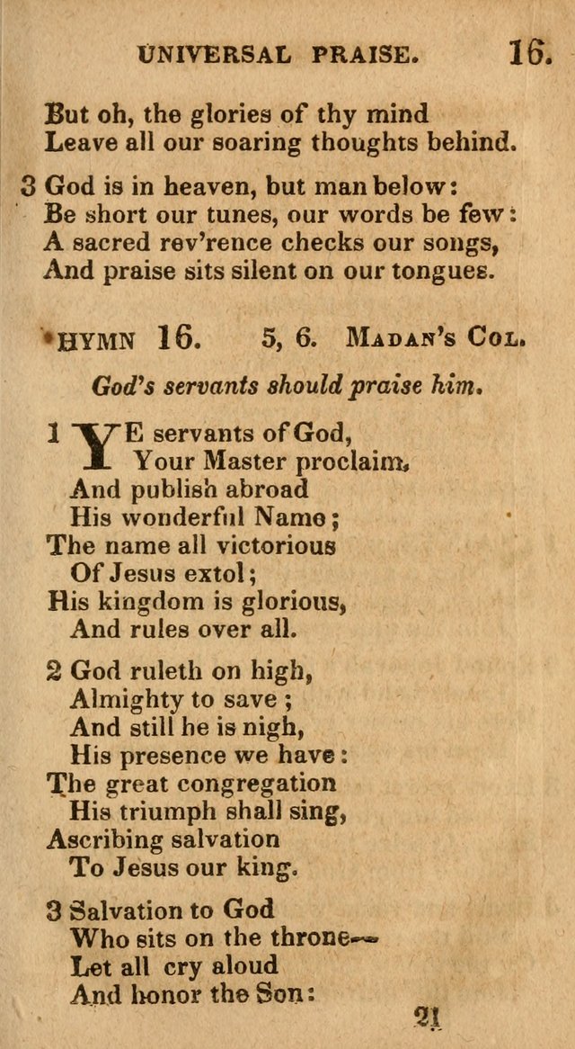 Village Hymns for Social Worship, Selected and Original: designed as a supplement to the Psalms and Hymns of Dr. Watts (6th ed.) page 21