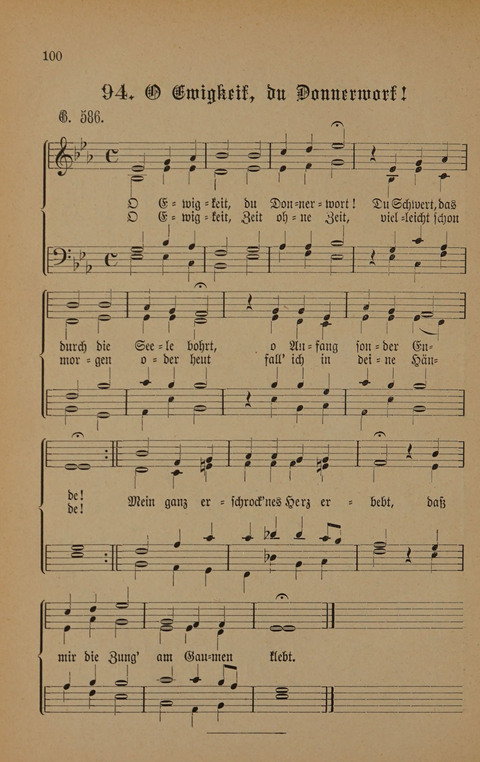 Vierstimmige Melodien: zu dem "Gesangbuch zum gottesdienstlichen und häuslichen Gebrauche in evangelischen Mennoniten-Gemeinden" (3. Auflage) page 100
