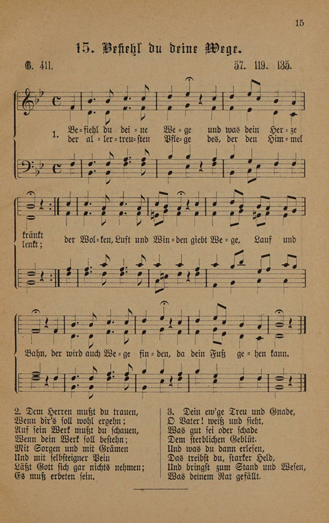 Vierstimmige Melodien: zu dem "Gesangbuch zum gottesdienstlichen und häuslichen Gebrauche in evangelischen Mennoniten-Gemeinden" (3. Auflage) page 15