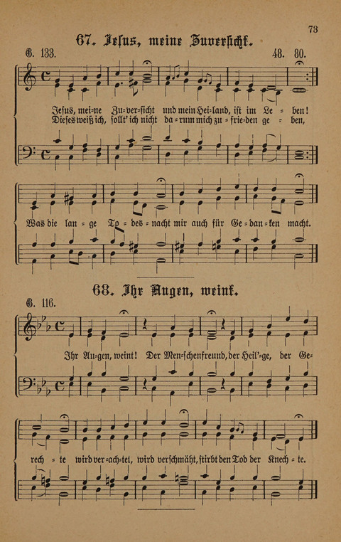 Vierstimmige Melodien: zu dem "Gesangbuch zum gottesdienstlichen und häuslichen Gebrauche in evangelischen Mennoniten-Gemeinden" (3. Auflage) page 73