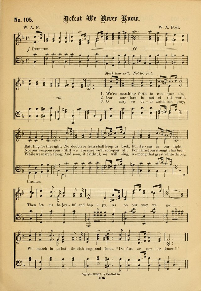 The Voice of Praise: a compilation of the very best sacred songs for use in Sunday Schools and praise services page 105