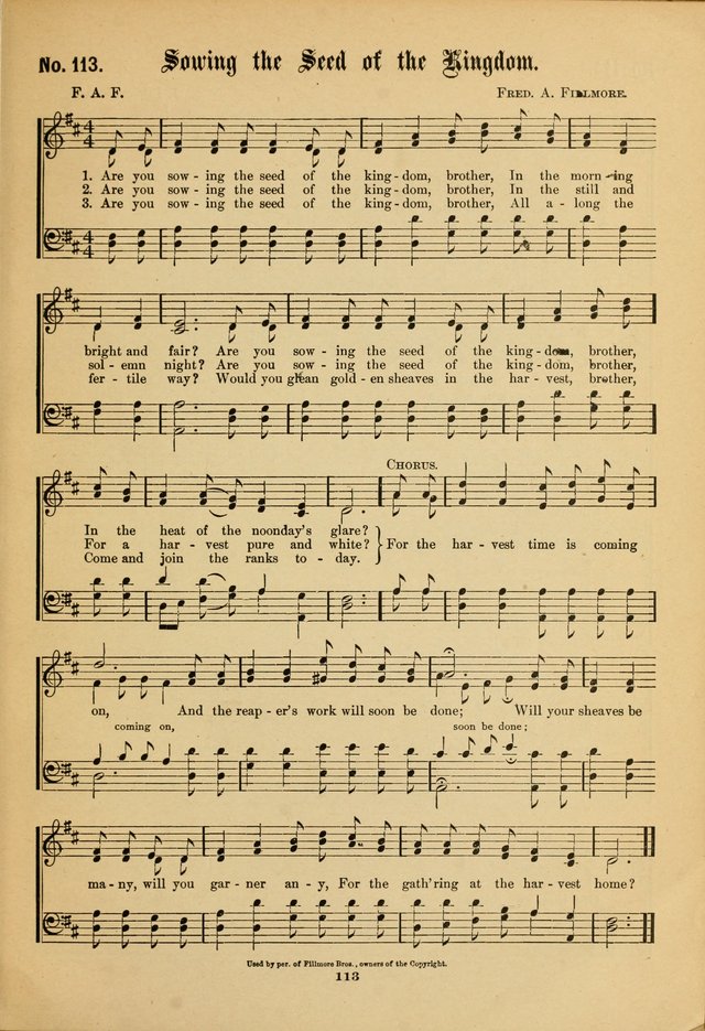 The Voice of Praise: a compilation of the very best sacred songs for use in Sunday Schools and praise services page 113