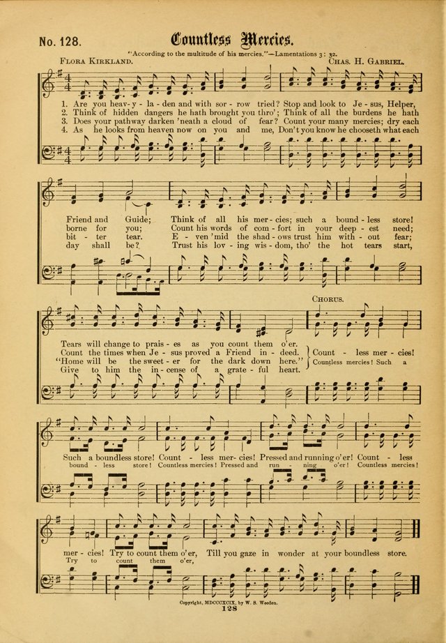 The Voice of Praise: a compilation of the very best sacred songs for use in Sunday Schools and praise services page 128