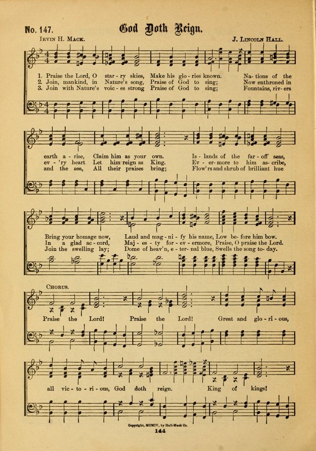 The Voice of Praise: a compilation of the very best sacred songs for use in Sunday Schools and praise services page 144