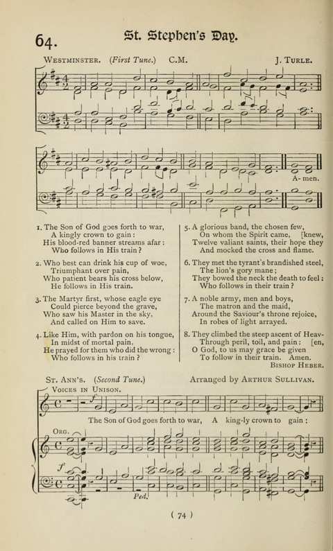 The Westminster Abbey Hymn-Book: compiled under the authority of the dean of Westminster page 74